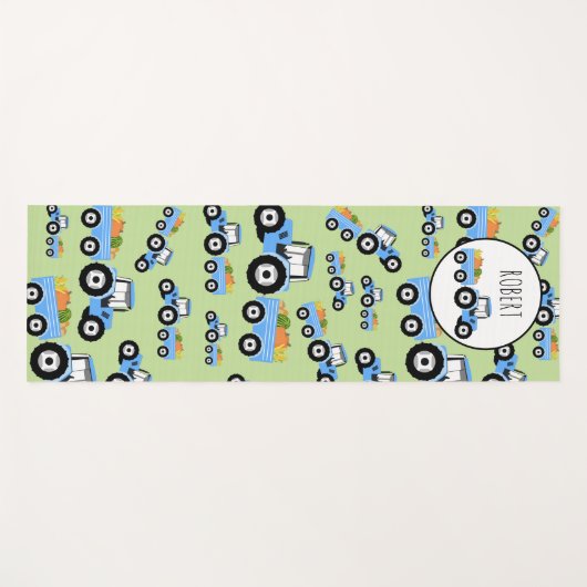 ブルーパーソナライズされたトラクタートラック農作物 ヨガマット (正面(横))