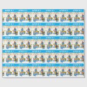 ブルーパーソナライズされたドラゴン誕生日ラッピング紙 ラッピングペーパー (フラット)