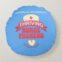 ブルーパーソナライズされたナーセプレナーナース起業家 ラウンドクッション