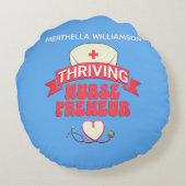 ブルーパーソナライズされたナーセプレナーナース起業家 ラウンドクッション (裏面)