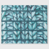 ブルーパーソナライズされたニットのクリスマス ラッピングペーパー (フラット)