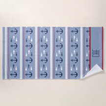 ブルーパーソナライズされたネイビーホワイトレッド航海のいかり