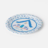 ブルーパーソナライズされたハウス男の子の赤ちゃんシャワー ペーパープレート (アングル)