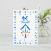 ブルーパーソナライズされたハウス男の子の赤ちゃんシャワー 招待状 (スタンド正面)