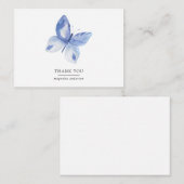 ブルーパーソナライズされたバタフライ ノートカード (正面/裏面)