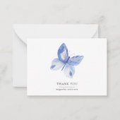 ブルーパーソナライズされたバタフライ ノートカード (正面)