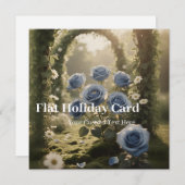 ブルーパーソナライズされたバラ-ユニークアニバーサリーラブ シーズンカード (正面/裏面)