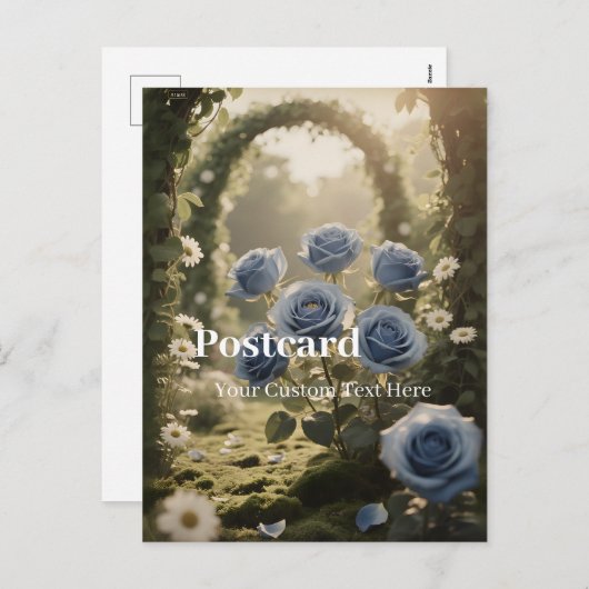 ブルーパーソナライズされたバラ-ユニークアニバーサリーラブ シーズンポストカード (正面/裏面)