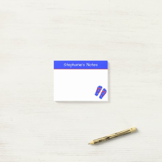 ブルーパーソナライズされたビーチサンダルサマービーチ ポストイット (デスク上)