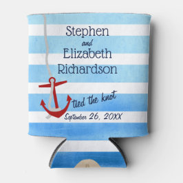 ブルーパーソナライズされたビーチハイレッドいかり 缶クーラー