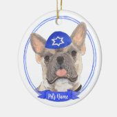 ブルーパーソナライズされたファウントリコラーフレンキエハヌカー セラミックオーナメント (左)