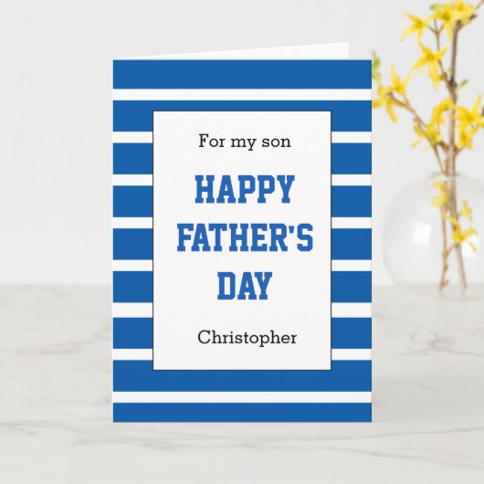 ブルーパーソナライズされたファーザーズデイソン カード (黄色い花)