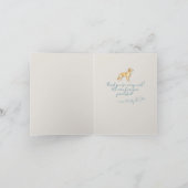 ブルーパーソナライズされたフォトストライプのゴールデンレトリバー サンキューカード (内部)