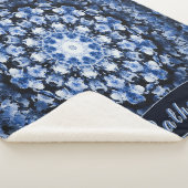 ブルーパーソナライズされたフローラガラスマンダラ シェルパブランケット (3/4)