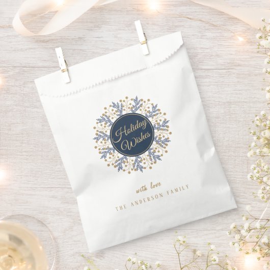 ブルーパーソナライズされたフローラクリスマスホリデーウィッシュ フェイバーバッグ (クリップ留めされた状態)