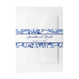 ブルーパーソナライズされたフローラトワール結婚式招待状 招待状ベリーバンド