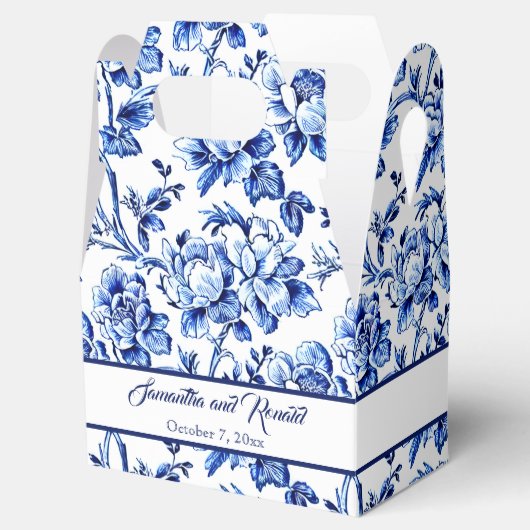 ブルーパーソナライズされたフローラトワ結婚ーズ フェイバーボックス (オープン)