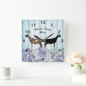 ブルーパーソナライズされたフローラヌビアンデイリーヤートファーム スクエア壁時計 (ホーム)