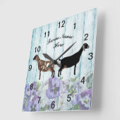 ブルーパーソナライズされたフローラヌビアンデイリーヤートファーム スクエア壁時計 (傾斜)