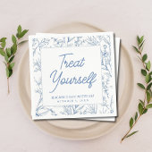 ブルーパーソナライズされたフローラバルミツワーナプキンス スタンダードカクテルナプキン