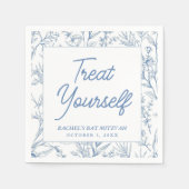 ブルーパーソナライズされたフローラバルミツワーナプキンス スタンダードカクテルナプキン (正面)