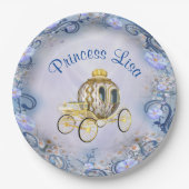 ブルーパーソナライズされたフローラプリンセス魅惑 ペーパープレート (正面)
