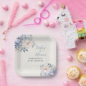 ブルーパーソナライズされたフローラボーイベビーイン開花シャワー ペーパープレート (パーティー)