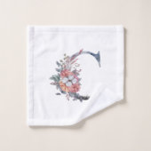 ブルーパーソナライズされたフローラモノグラムC バスタオルセット (ウォッシュタオル)