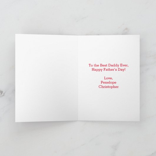 ブルーパーソナライズされたブラックタイパパ父の日 カード (内部)