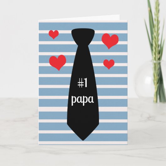 ブルーパーソナライズされたブラックタイ#1パパの父の日 カード (正面)