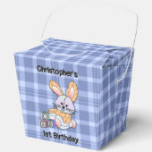 ブルーパーソナライズされたプレイド子供部屋アート – バニーの好意 フェイバーボックス (正面)