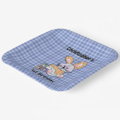 ブルーパーソナライズされたプレイド子供部屋アート – バニー紙 ペーパープレート (傾斜あり)