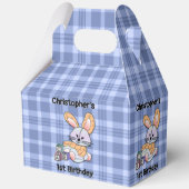 ブルーパーソナライズされたプレイド子供部屋アート – バニー フェイバーボックス (正面)