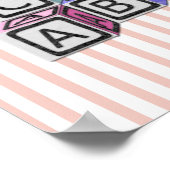 ブルーパーソナライズされたプレイド子供部屋アート – バニー ポスター (角)