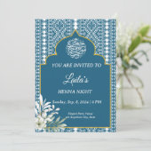 ブルーパーソナライズされたヘンナナイト招待状 招待状 (スタンド正面)