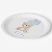 ブルーパーソナライズされたベアーバルーンボーイ紙プレート ペーパープレート (アングル)