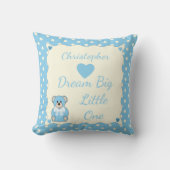 ブルーパーソナライズされたベビー名テディベア クッション (正面)