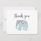 ブルーパーソナライズされたペイズリーゾウ サンキューカード (正面)