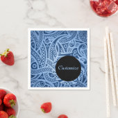 ブルーパーソナライズされたペイズリーパタファンキーーンナプキン スタンダードカクテルナプキン (インサイチュ)