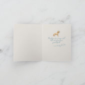 ブルーパーソナライズされたペットストライプのフォトゴールデンドードル サンキューカード (内部)