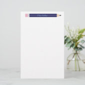 ブルーパーソナライズされたペンシル先生カスタム 便箋 (スタンド正面)