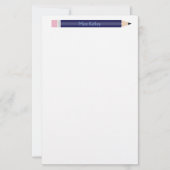 ブルーパーソナライズされたペンシル先生カスタム 便箋 (正面)