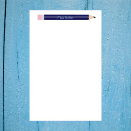 ブルーパーソナライズされたペンシル先生カスタム 便箋