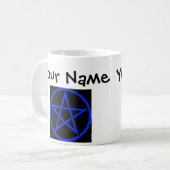 ブルーパーソナライズされたペンタグラム/星形五角形ウィッカ信者マグカップ コーヒーマグカップ (正面左)