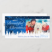 ブルーパーソナライズされたホリデークリスマスフォトカード シーズンカード (正面/裏面)