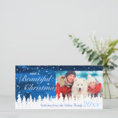ブルーパーソナライズされたホリデークリスマスフォトカード シーズンカード (スタンド正面)