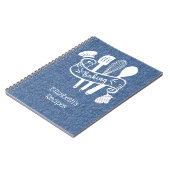 ブルーパーソナライズされたホワイトデニフェイクムベーキングレシピ ノートブック (左側)