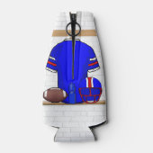 ブルーパーソナライズされたホワイトレッドフットボールジャージーボトル ボトルクーラー (裏面)