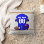 ブルーパーソナライズされたホワイトレッドフットボールジャージー クッション (ブランケット)