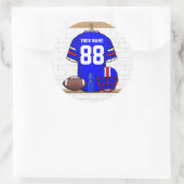 ブルーパーソナライズされたホワイトレッドフットボールジャージー ラウンドシール (バッグ)